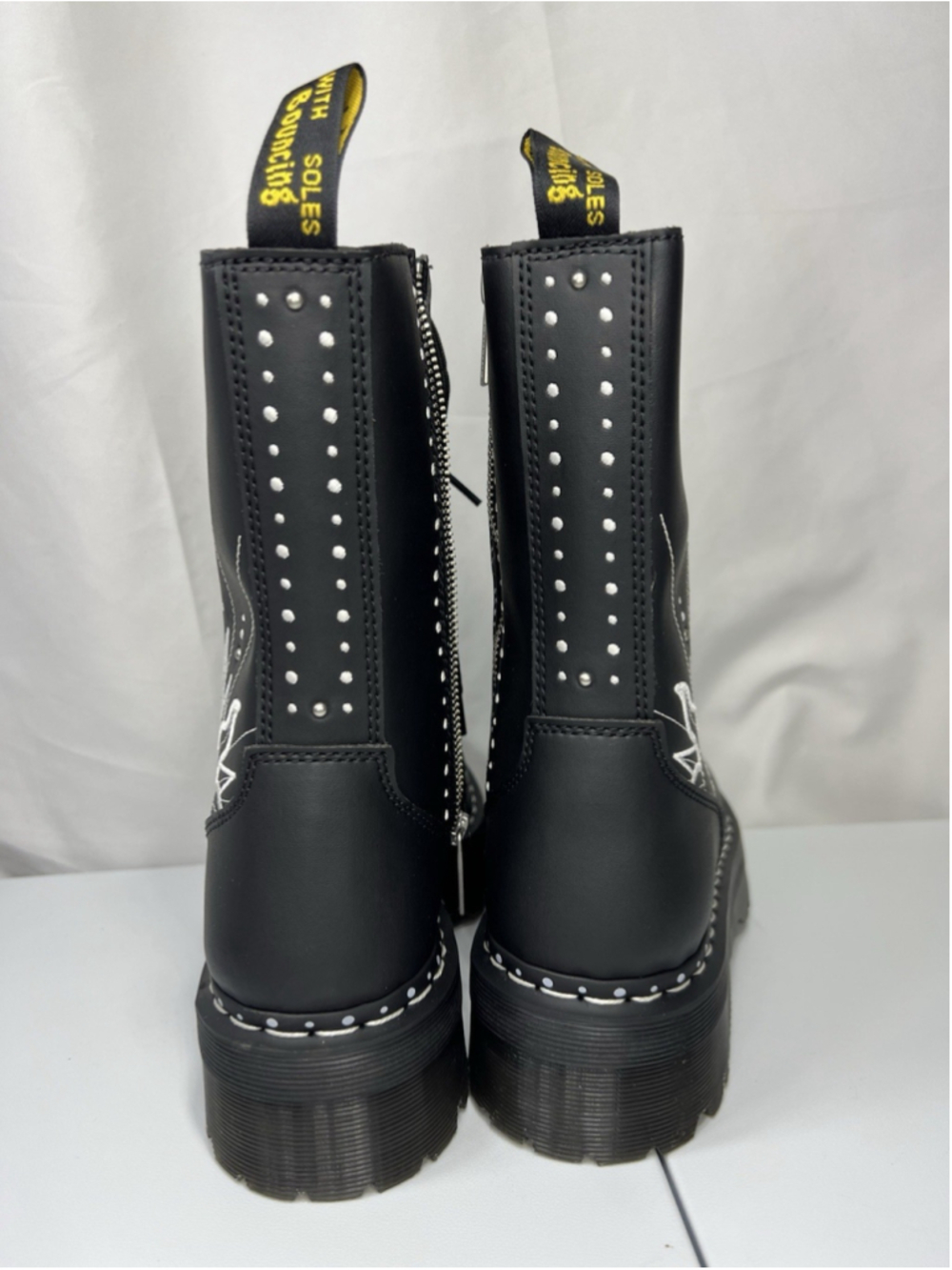 Dr Martens Jadon Hi Solar Flare Boot Embroidery Black 11L 10M Goth Punk Festive - Picture 5 of 14